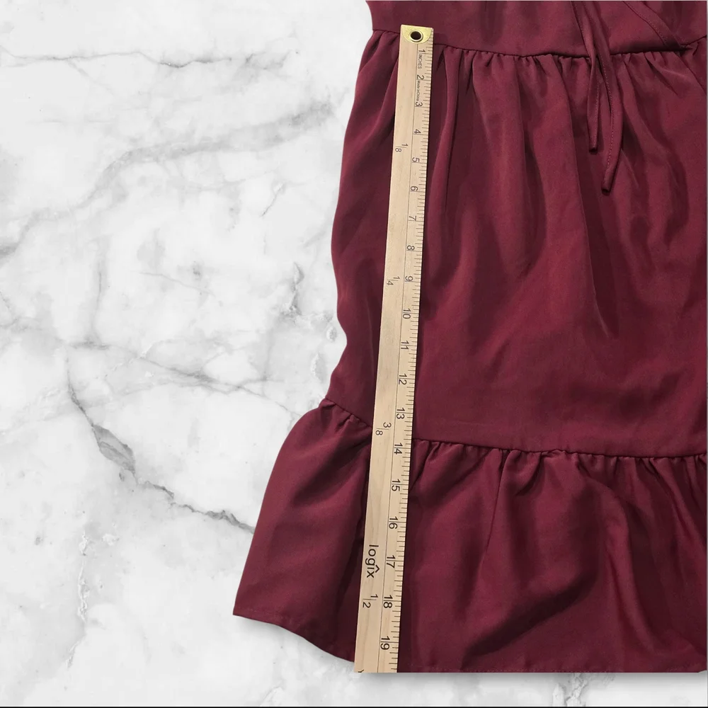 SHEIN Sleeveless Spaghetti Strap Wine Red Dress Size OXL- A33